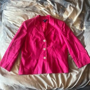 Chaps - hot pink women’s linen blazer size 12